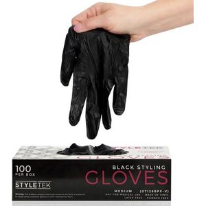 Styletek - Vinyl Zwarte Handschoenen Poeder- & Latexvrij - 100st