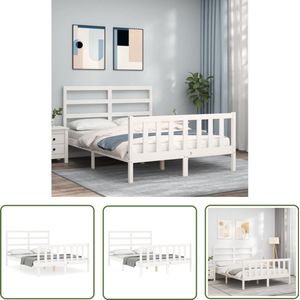 vidaXL Bedframe - Wit - Massief grenenhout - 120x200 cm Massief Hout Bed Frame - Wit Bed Frame - Grenenhout Bed Frame - King Size Bed Frame - Boxspring Bed Frame