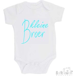 100% katoenen Romper ""Kleine broer"" Unisex Katoen Wit/aquablauw Maat 68/74