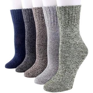 5 Paar Dikke Thermosocken - Wollen Wintersokken Dames - Extra Warm & Ademend - Rekbaar Unisex Model - Antislip Zool-Donker pak