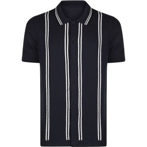 Felix Hardy - Overhemd Knit - Marine - Katoen - Korte Mouw Heren - 2XL