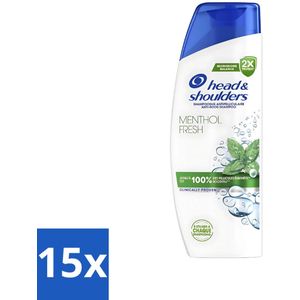 Head & Shoulders - Shampoo - Menthol Fresh - Verfrissende & Verzorgende Menthol - 285 ml - Bulkverpakking - 15 stuks