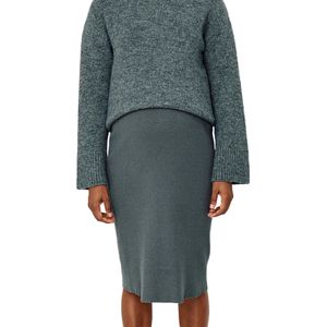 Vertbaudet - Halflange Rok - Antraciet - Geribbelde Tricot - Voor Zwangere Vrouwen