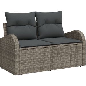 vidaXL - 2-Zits - Tuinsofa - met - Opbergruimte - & - Kussens - Grijs - Poly - Rattan
