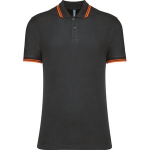 Kariban Gestreepte herenpolo korte mouwen K272 - Dark Grey / Orange - L