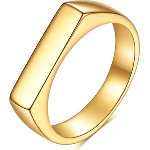 Zegelring Goud kleurig - Smal en Elegant - Staal - Ring Ringen Heren Dames - Cadeau voor Man - Mannen Cadeautjes