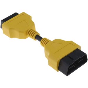 1x 16-pin OBD Male to Female Extension Cable for Connecting Barcode Reader Scanner Tool Cable Extender Black Yellow, 14cm