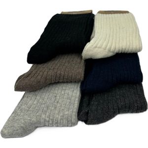 Marco Rossi Alpaca Wollen Sokken - Heren wintersokken - Thermosokken - Wandelsokken - 6 Paar - Mix kleur - Maat 43-46