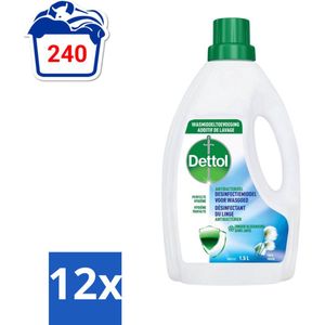 Dettol - Wasadditief - Antibacterieel Desinfectiemiddel - Fris - Zonder Bleek - 1,5L - Voordeelverpakking - 12 stuks