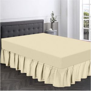 Super zacht effen geverfd diamant Valance Sheet - King - Crème - Gaveno Cavailia Corner Bed Skirt