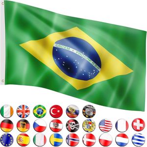 FLAGMASTER Vlag Brazilië - 120 x 80 cm - Met Ringen - Braziliaanse Vlag