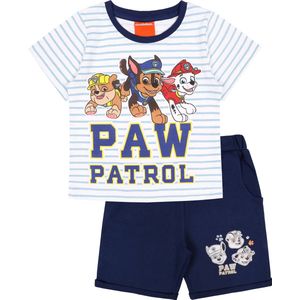 Een set wit-blauw shirt en shorts met Paw Patrol-motief / 8 jaar 128 cm