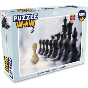 Puzzel Zwart wint met schaken - Legpuzzel - Puzzel 500 stukjes