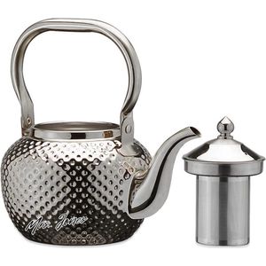 Mrs. Jones Premium Collection Roestvrijstalen theepot met zeef - 12 liter - Zilver .