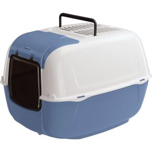 Kattenbak - kattenbak met deksel - draaideur - actieve koolfilter voor geurneutralisering - kattenbak groot - Cat Litter Box - 39,5 x 52,5 x h 38 cm - Prima toilet, blauw