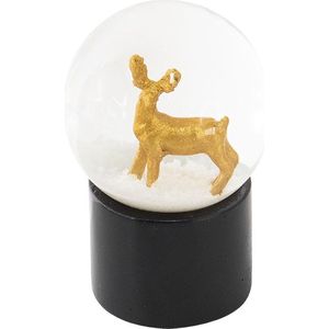 Clayre & Eef Sneeuwbol Ree Ø 5*6 cm Goudkleurig Kunststof, Glas Rond Snowglobe