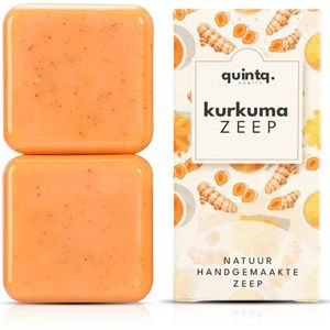 Quintq® Turmeric soap - Gezichts & lichaamsreiniging & handzeep - Kurkuma zeep Alternatief voor Kojic Acid zeep - Body wash - 2 stuks a 70g - Inclusief Gratis Zeepnetje