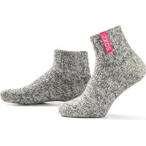 SOXS.co® Wollen sokken | SOX3104 | Grijs | Enkelhoogte | Maat 34-36 | Bubble gum label