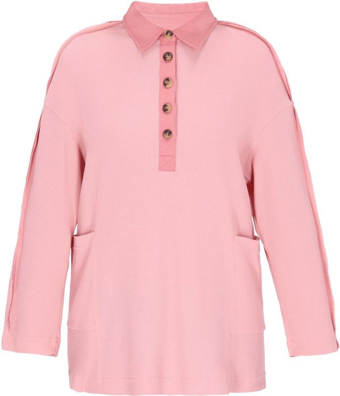 usha - BLUE LABEL - Shirt - Roze - Polokraag - Lange Mouw