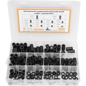 150-delige nylon afstandhoudersassortiment - zwarte kunststof - schroeven Hardware - ronde afstandsringassortiment