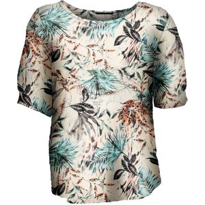 Pink Lady dames blouse - E140 - beige print - KM - maat XL