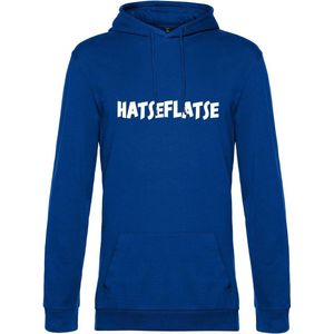 Hoodie met opdruk “Hatseflatse” - Blauwe hoodie met witte opdruk – Trui met Hatseflats - Goede pasvorm, fijn draag comfort