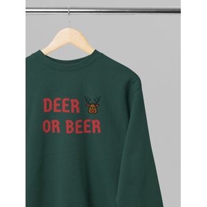 Foute kersttrui - Deer or beer - Wurban Wear | 18+ | Grappige sweater | Leuk cadeau | Unisex sweater | Oversized sweater | Kersttrui heren | Foute kerstkleding | Kerst sweater | Kerst diner | Kersttrui dames | Foute kersttruiendag 2025 | Groen