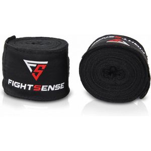 FIGHTSENSE -  2 Stuks Boks Bandage - Boxing Wraps -  Zwart 450 cm