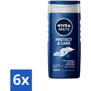NIVEA Men Douchegel Protect & Care 250 ml - Voordeelverpakking - 6 stuks