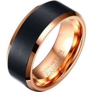 Wolfraam heren ring Rosegoudkleurig Zwart 8mm-18mm