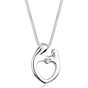 Elli Dames Halsketting Dames Moederdag Hanger Love Filigraan met Kristal in 925 Sterling Zilver