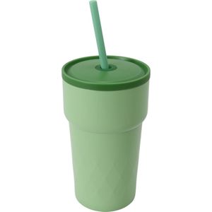 Thermosbeker met Rietje - Mint Groen - Thermos beker voor al je drankjes - Warm en koud - Afsluitbare beker voor koude en warme dranken! - Groene Beker to Go - 460ml