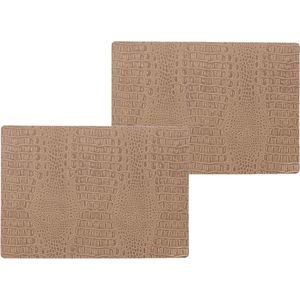 6x stuks stevige luxe Tafel placemats Coko beige 30 x 43 cm - Met anti slip laag en Pu coating toplaag