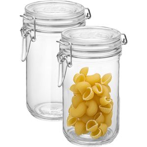 Bormioli Rocco Voorraad/weck pot - 2x - glas - transparant - 17 x 9 cm - 750 ml