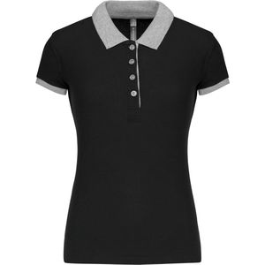 Kariban Piqué-damespolo tweekleurig K259 - Black / Oxford Grey - M