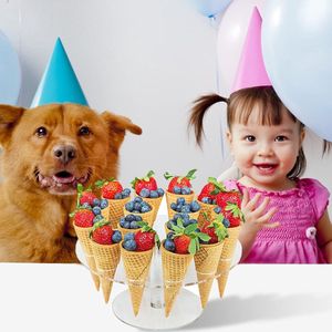 IJsjeshouder, 16 gaten, acryl ijshoornhouder, ijswafelhouder, acryl, ijshoortje, cupcake, wafelkegel, displaystandaard, ijscrème, sneeuwkegelrek voor bruiloften, verjaardagsfeesten