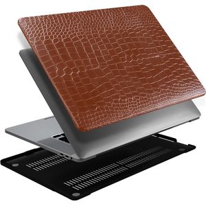 Lunso Geschikt voor MacBook Air 13 inch (2022-2025) cover hoes - case - Croco Bruin