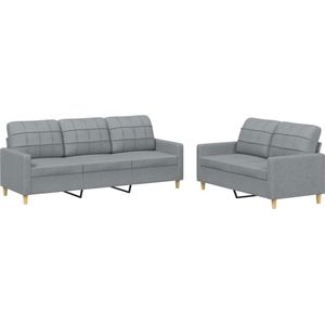 The Living Store 2-delige Loungeset met kussens stof lichtgrijs - Loungeset - Woonkamer Meubilair - Lounge Suite - Tuinset - 2 Persoons Bank