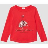 T-shirt - Longsleeve - Ronde Hals - Speelse Print - Glanzende Pailletten - Regular Fit