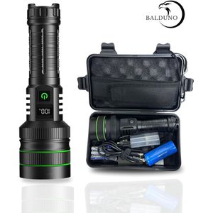 BALDUNO Zaklamp LED oplaadbaar - Militaire zaklamp - 5000 Lumen - 26650 mAh oplaadbare batterij - 6 standen - Powerbank functie - Powerbank - IP67 Waterdicht - Zaklamp op batterijen