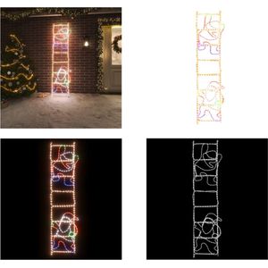 vidaXL Kerstfiguur kerstman op ladder opvouwbaar 552 LED's 50x200 cm - Kerstfiguur - Kerstfiguren - Kerstman Op Ladder - Kerstdecoratie