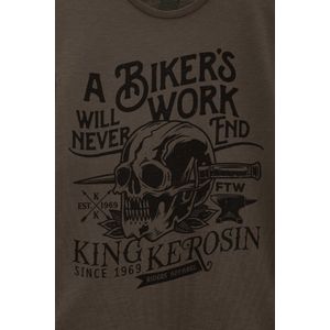 King Kerosin T-Shirt Bikers Work Watercolour Olive-L