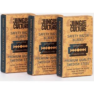 Jungle Culture Safety Razor Blades - 10 Stuks Premium Scheermesjes van Zweeds Staal - Dubbelzijdige Roestvrijstalen Scheermesjes - Ideaal voor Zero Waste Scheren - Lange Levensduur en Topkwaliteit