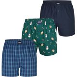 Happy Shorts Wijde Boxershorts Heren Kerst 3-Pack Geruit/Print/Effen - Maat M