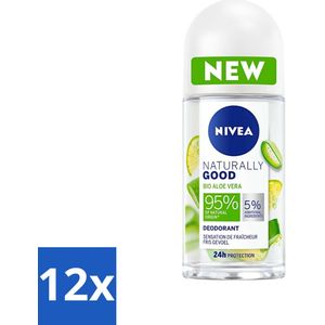 NIVEA - Deodorant Roller - Natuurlijk Goed Aloë Vera - Fris Gevoel - 24 Uur Werking - 50 ml - Voordeelverpakking - 12 stuks