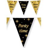 Leeftijd verjaardag feest vlaggetjes Party Time thema geworden zwart/goud 10 meter