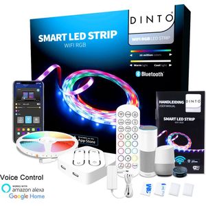 DINTO® Smart LED strip 5 meter - WiFi + App - 16 miljoen kleuren