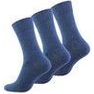 Katoenen sokken – 3 paar – jeans blauw – zonder elastiek – zonder teennaad – maat 43/46