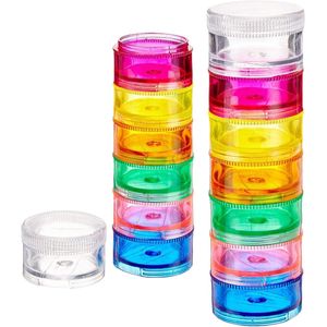 Pillendoosjes - Regenboogkleurig - Stapelbare Pillendoos - 2-pack - BPA-vrij - Draagbare Medicijnhouder
