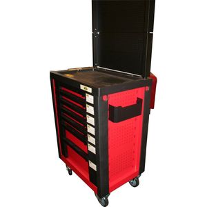 Benson Opbergbakje voor gereedschapswagen - handige vakindeling - stevig kunststof - 25 x 11 x 7 cm - zwart/rood